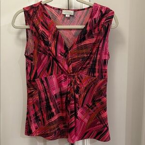 Vibrant Pink and Black Sleeveless Blouse